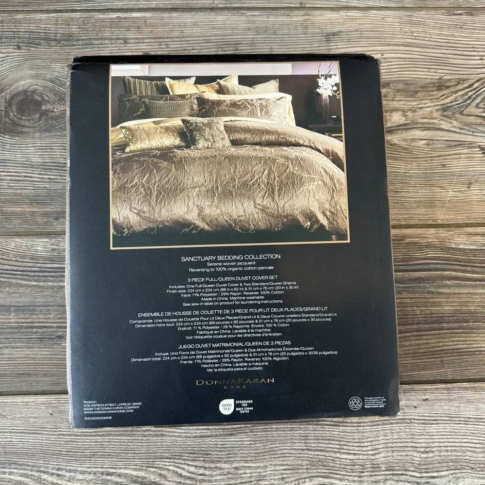 Donna Karan Home Sanctuary Queen Duvet Set Cover + 2 Standard Shams Mink New